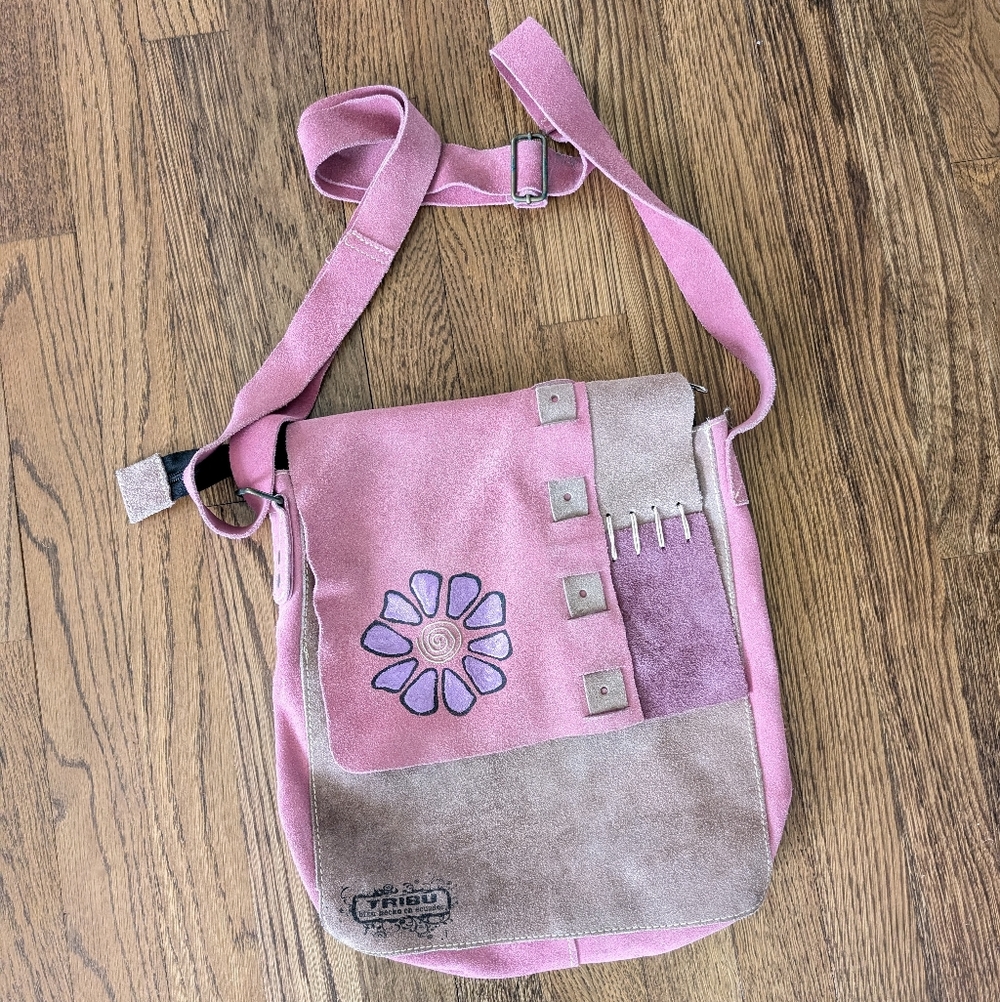 Real Leather Suede Crossbody Bag